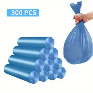 Blue Flat Open End Trash Bags, 300 Count, Heavy Duty Garbage Bags, Large Size, Durable Plastic Liner, Leak-Proof & Puncture Resistant, Multipurpose for Kitchen, Office, Home Use, Industrial Grade, Strong and Rip-Resistant ﻿ ﻿