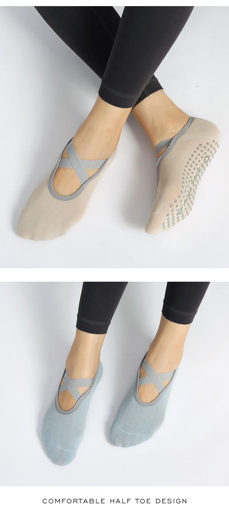 5-pack Grips Socks for Women - Breathable, Crew Non Slip Women for Barre, Yoga, Pilates, Gifts for Her (One Size, Open Top Pink/Grey/Purple/Black/light green)