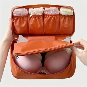 Portable Bra Storage Bag, 1 Count Multi Grid Travel Bra Organizer, Lightweight Travel Storage Bag for Women, Travel Essentials, Multi Compartment Organizer