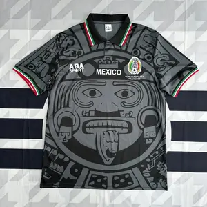 1998 Mexico Soccer National Team Home BLACK Nostalgia Soccer Jersey #2 Suarez #3 Sanchez Classic Breathable Quick Dry Soccer Jersey