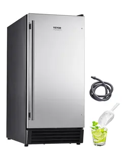 【Summervibes】VEVOR Undercounter Built-in Ice Maker,  50 Lbs/Day Under Counter Ice Maker Machine with Drain Pump Reversible Door Stainless Steel, Freestanding Ice Maker for Commercial Home Kitchen
