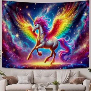 Vintage Tapestries Rainbow unicorn in space Elegant Accessories Ideal for game rooms and office decor