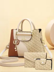 Women's Fashionable Patchwork Print Handbag & Clutch Bag & Wallet, Casual Versatile Shoulder Bag Set for Daily Used, Trendy High-quality Daily Commuting Bag Crossbody Purses 2025