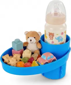 Car Seat Tray - for Cup Holders in 2.5”-2.8”,Easily Expands Snack Tray Cup Holder Tray into 360° Cup & Travel Tray for Kids Car Seat, Booster, and Stroller (Blue)