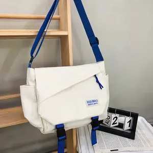 Cool messenger bag shoulder bag men and women white black chest bag one shoulder trendy brand sports leisure versatile backpack large capacity