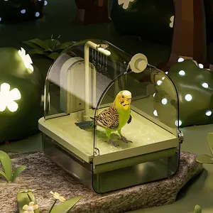 Transparent Bird Shower Box, 1 Count Multi-functional Bird Shower Basin, Bird Bathing Supplies, Pet Supplies for Parrot, Bird Supplies