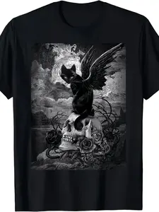 NEW LIMITED Edition Evil Cat Bat Skull Wicca Gothic Witch T-Shirt Available in Sizes S-5XL Unisex Design for Both Men And Women, Perfect for Summer , Featuring Short Sleeves And Made from 22 Summer Essential, Perfect for Gifting, PLUS SIZE