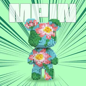 Building Block Toy Set, 25cm High Bear Construction Kit, Creative DIY Assembly Plaything, Unisex Gift Recommendation, Home Decor