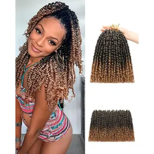 Pre-looped Passion Twist Crochet Hair 14 Inch 8 Packs,Long  Length Synthetic Spring Kinky Twist Braiding Hair Extensions for Black Women,Easy to Install (14"-8P,T27)