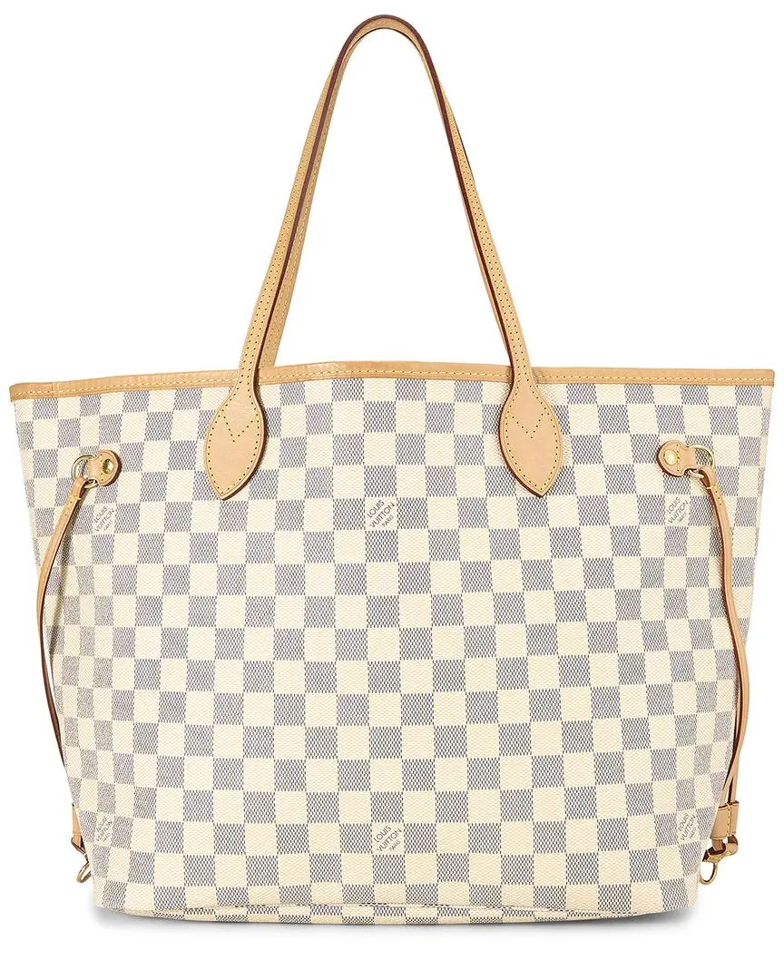 Louis Vuitton White Damier Azur Coated Canvas Neverfull MM (Authentic Pre-  Loved)