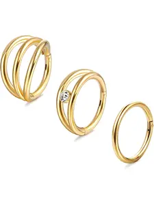 3PCS 16G Septum Clicker Nose Rings Hoop 316L Surgical Steel Cartilage Earring Double Open Stack Conch Daith Piercing Sleeper Earring Rook Lobe Helix Tragus Earring Nose Piercing Jewelry