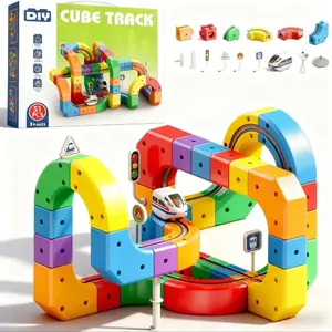 Electric Train Track Sets Building Toy USB Charging Train Track Magic Cars Sets Flexible Bendable Track Gravity Defying 3D Embedded Layouts & Motorized Car For Boys Girls Birthday Party Gifts