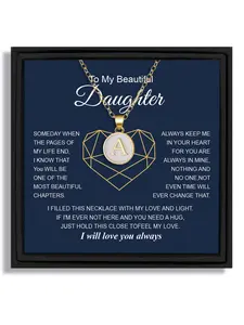 Christmas Birthday Party Anniversary Gift For My Beautiful Daughter | 26 Letters A-Z Initial Necklace (O Chain) | With Heartfelt Message Card & Gift Box | Stylish Minimalist Pendant