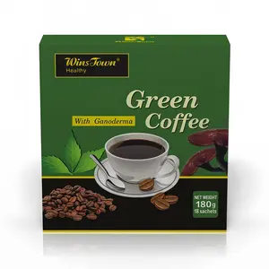 WinsTown Premium Green Coffee Natural Blends Instant Coffee Powder - 10 Herbal Ingredients, Gluten-Free, Flavorful Youth Drink, 18 Sachets (180g), Ideal for Cupboard Storage