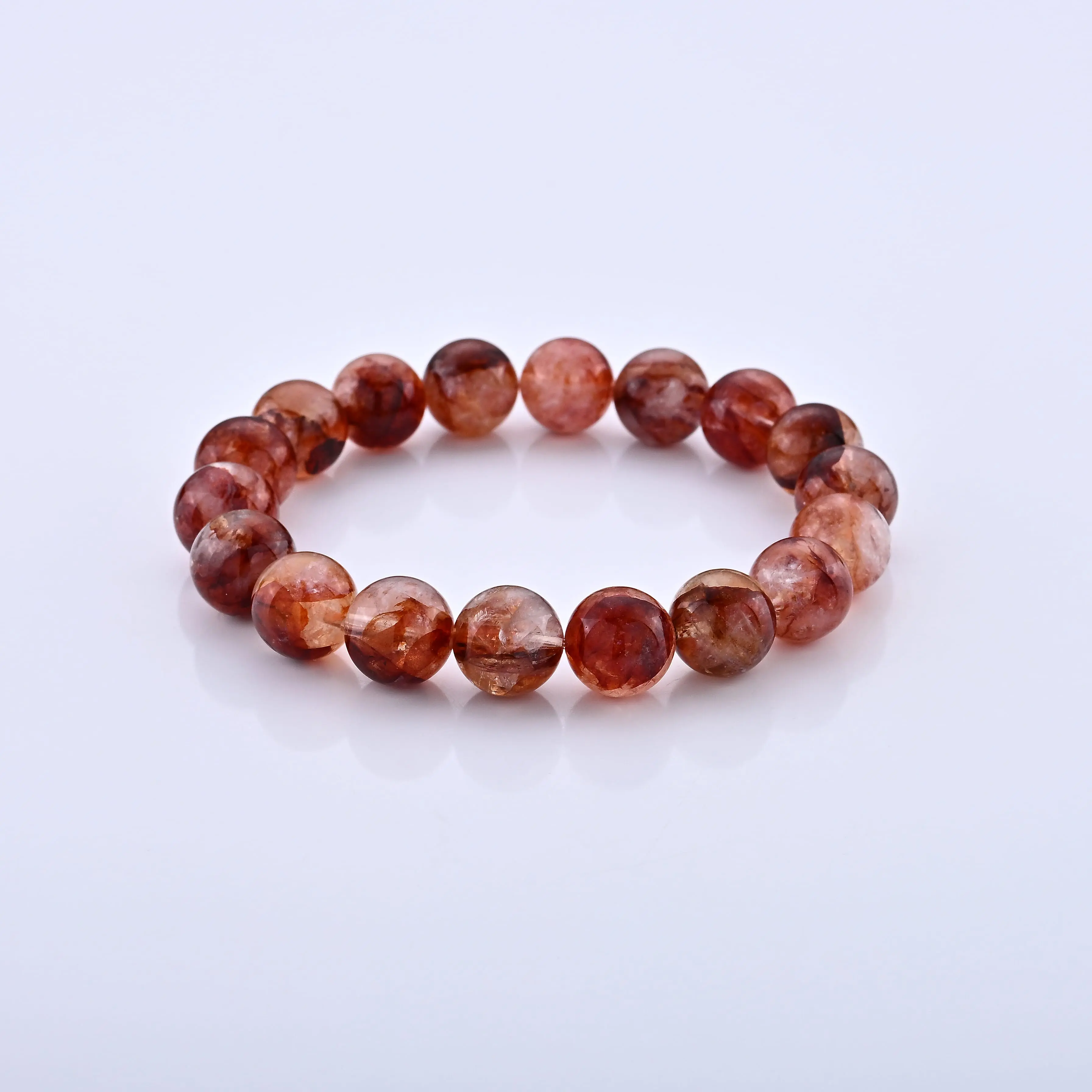 Multi Hematoid Quartz Beaded Stretch Bracelet 150.00 ctw