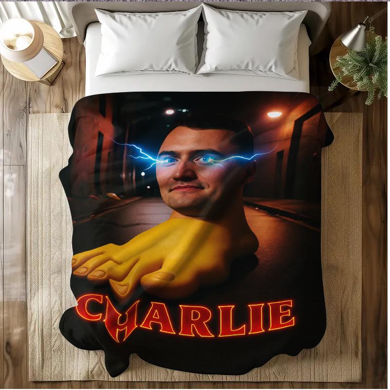 Charlie Kirk Giant Foot Funny Italian Brainrot Meme Blanket Winter Warm Throw Blanket Living Room Flannel Bedspread Bed Cover