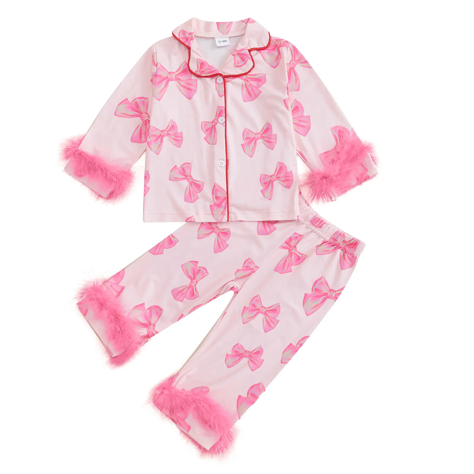 Kids Toddler Little Girl Valentine's Day Satin Silk Pajamas Button Down 2 Piece Pajama Set Big Kids Teen Girls Pjs Nightgown Outfit