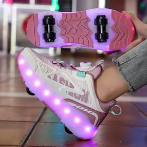 Four - Wheeled Detachable Roller Skates for Girls Boys Sneakers with Wheels Adjustable Skate Shoes for Outdoor Fun