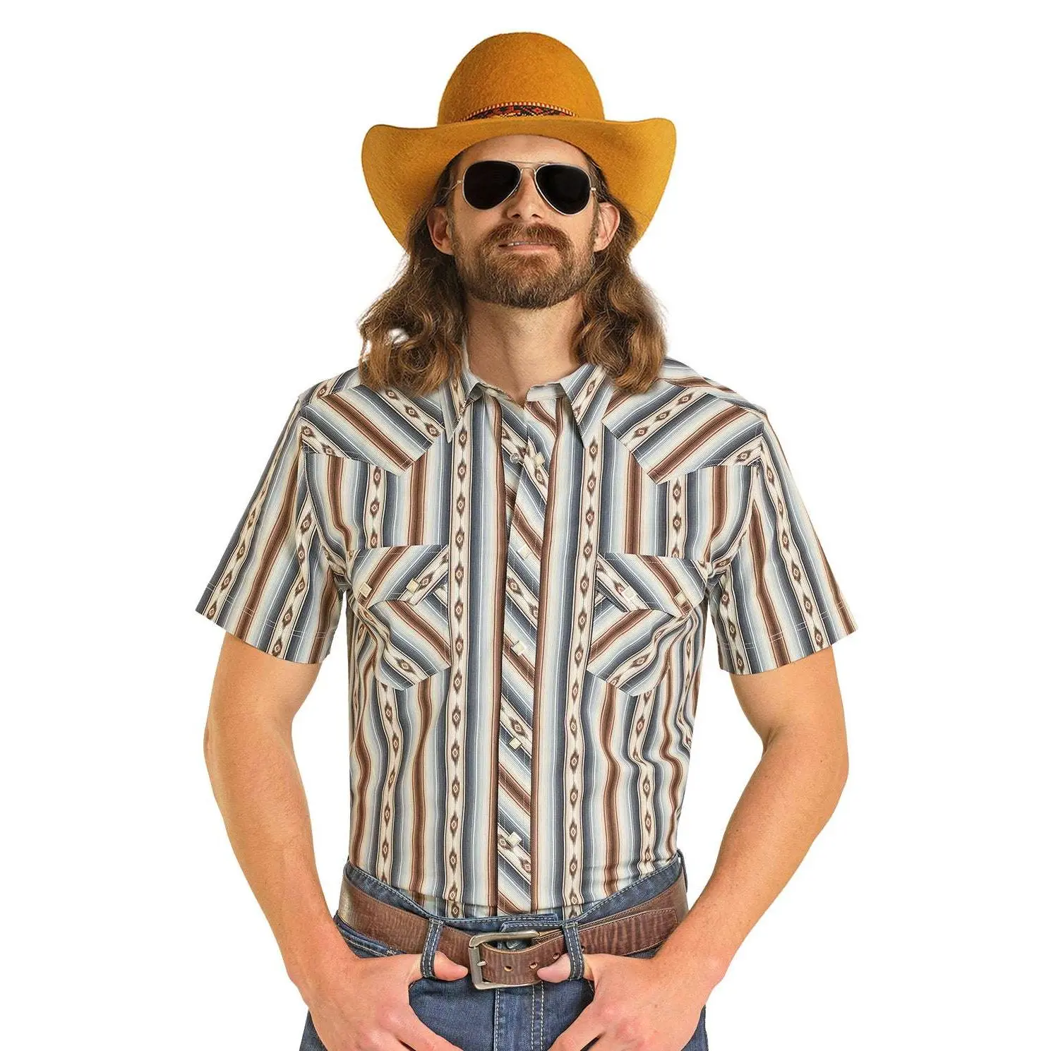 ROCK&ROLL MENS SHORT SHIRT DARK BROWN - BMN3S08306