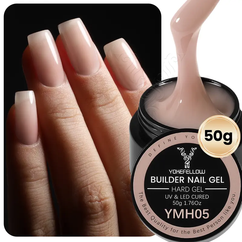 YOKEFELLOW Builder Nail Gel YMH05 Light Apricot Nude Extension Gel 50g 1.76oz  Builder Gel for Nail Extension Profession poly nail gel Long Lasting Hema-Free Tpo-Free Nail Extension Gel for Beginner DIY Salon at Home