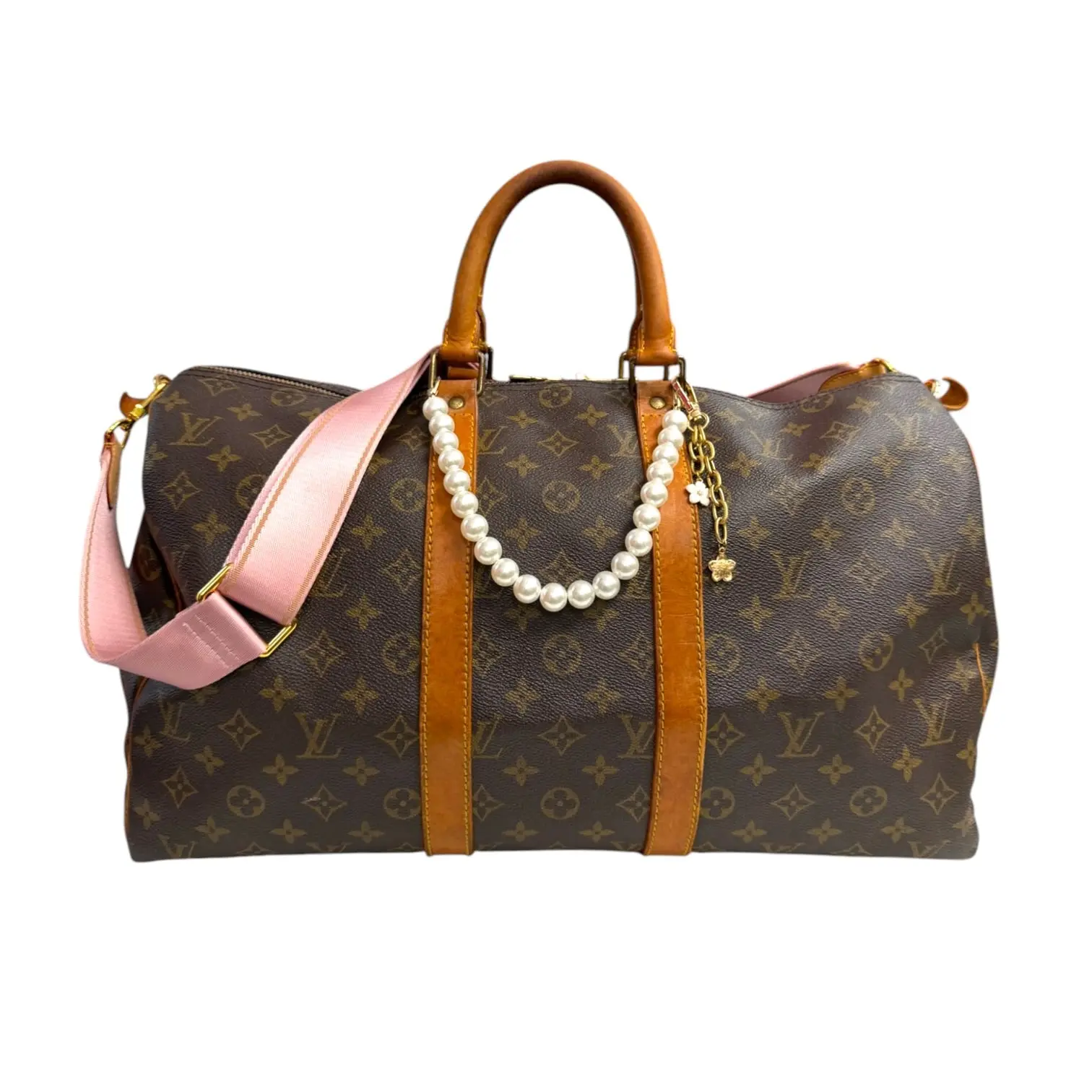 Pre-owned Louis Vuitton Coated Canvas Travel Bags Monogram Keepall 45 with Strap