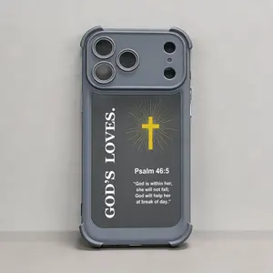 New Fashion Gods Love within Her Bible Cross Phone Case with Four Airbag Corners Shockproof for iPhone 17 Pro Max & Air 13-16 Plus 16E Full Protection Durable Durable Casing Psalm 46:5