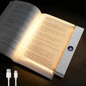 Smart LED Reading Light Book Light, Rechargeable Clear LED Flat Reading Light with & Timer, Ultra-thin Wireless Design Dimmable Panel Plate Lamp Book Full Page Light for Reading in Bed at Night, Funny Gifts for Readers
