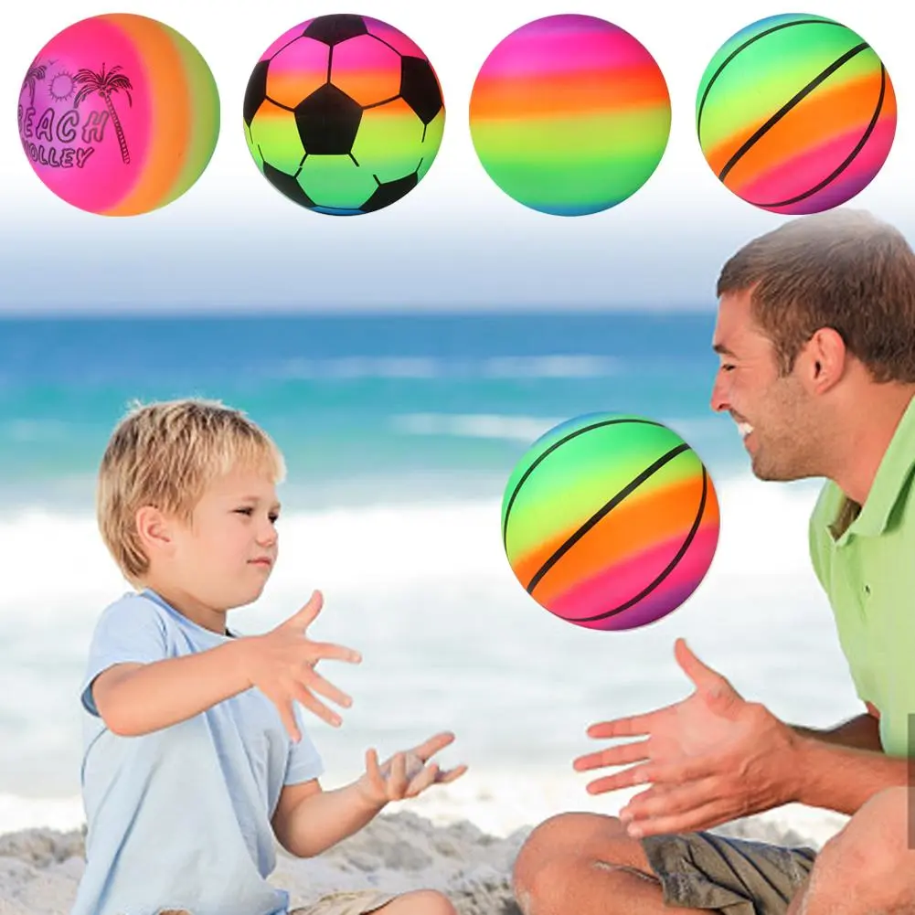 Sports Ball 9 "color Soccer Basketball Rainbow Ball Color Inflatable Ball Ball Ball Inflatable Tour Beach Tennis Outdoor Volleyball