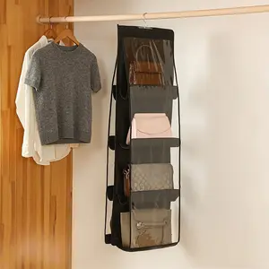Bag Organizer Rack, Foldable Handbag Storage Holder, Odorless Closet Bag Stand, Space-Saving Compact Pocket Hanging Display, Folding