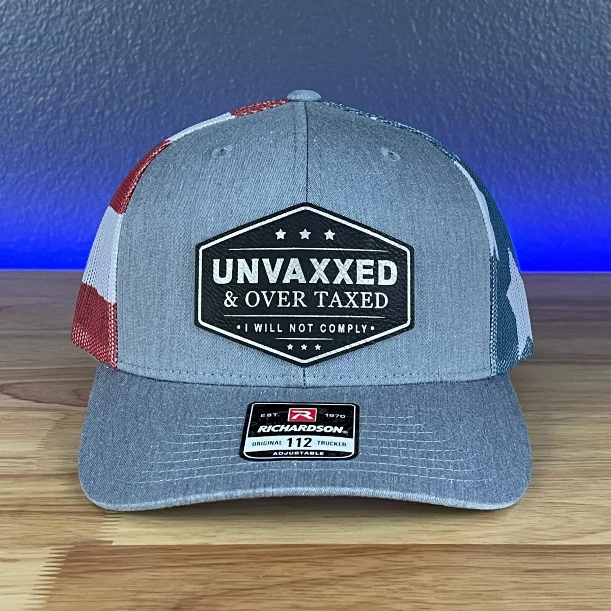 UNVAXXED & OVER TAXED Leather Patch Hat Black/Silver
