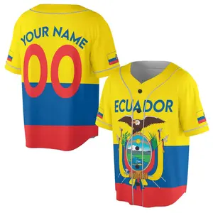 2025 Personalized Ecuador Flag Coat of Arms Patriotic 3D Baseball Jersey - Custom Name & Number Unique Customized Ecuadorian Fan Gear