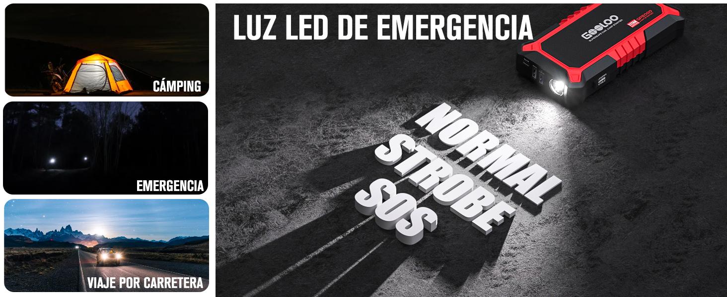 GOOLOO Nuevo arrancador GP2000, arrancador de puente para automóvil de 12 V 2000 A (hasta 8,0 L de gasolina, motores diésel de 6,0 L), cargador de batería portátil SuperSafe, paquete de refuerzo de caja de litio automático con carga rápida USB, rojo