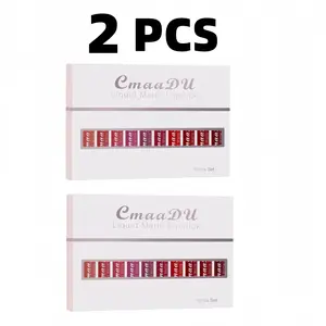 2 PCS Matte Lipstick Cosmetic Long Lasting Waterproof Lip Glaze Nonstick Easy To Apply Long Lasting Lipgloss Suitable For Beginners Beauty Makeup