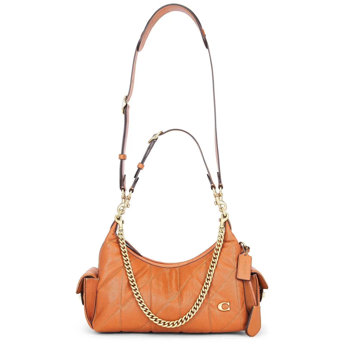 Coach Soft Quilted Leather Pocket Juliet 30 Bag in Amber Brown