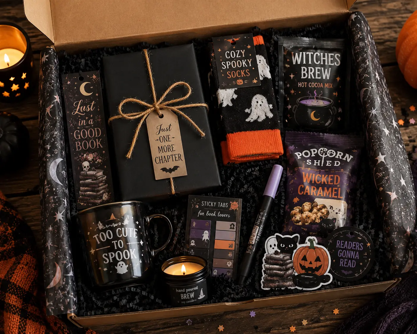 Spooky Night In Book Box | Halloween Book Box | Mystery Book Gift | Cozy Reader Gift Box | Book Lover Care Package | Bookish Gift