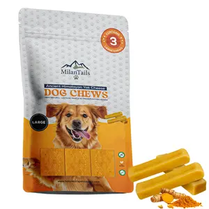 MilanTails Premium Gold Yak Cheese Himalayan Dog Chews, Dog Treats for Dogs, All Natural, High Protein, for Aggressive Chewers (Turmeric))