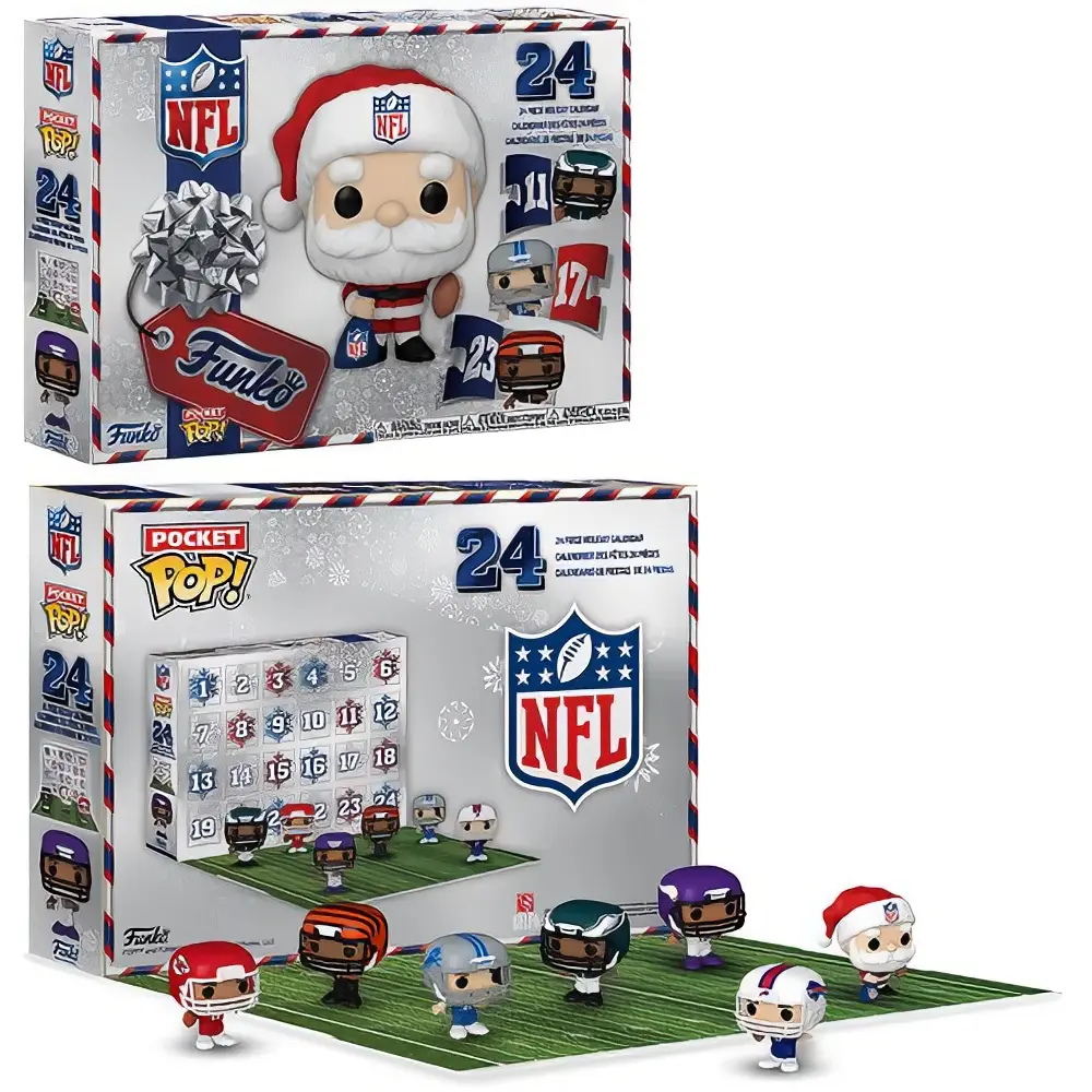 Funko NFL 2026 Edition Pocket Pop! Advent Calendar with 24 Unique Collectibles Featuring NFL Santa Saquan Barkley Aiden Hutchinson Ja'Marr Chase and More 2-Inch Figures for Ages 3 and Up