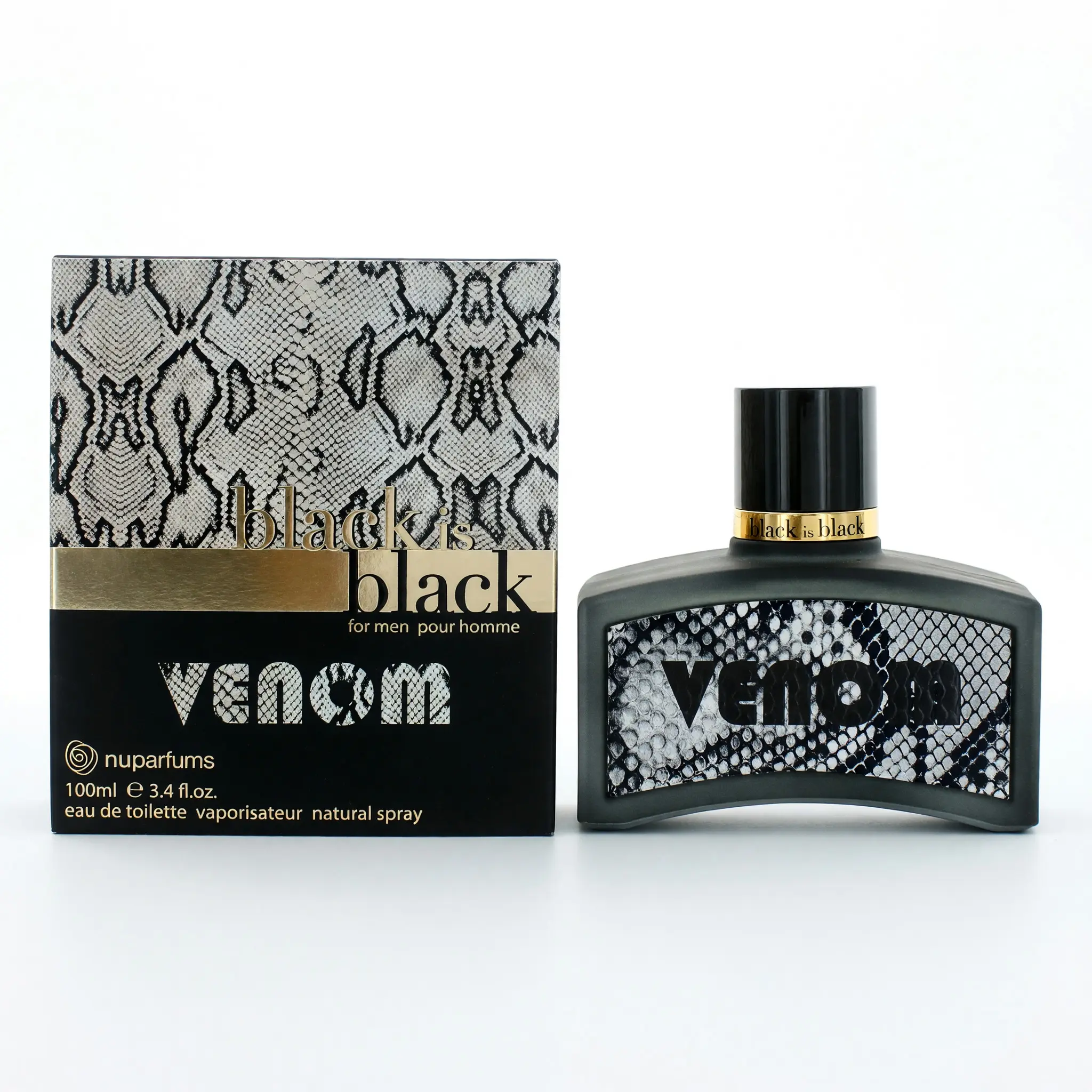 Black is Black Venom by NuParfums, 3.4 oz EDT Spray for Men