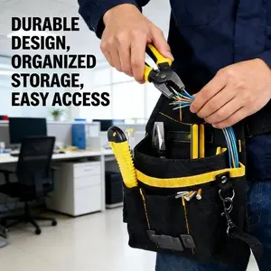 New Heavy Duty Tool Waist Pouch for Electricians & Carpenters, Multi-Pocket Tool Belt Bag, Construction Tool Organizer for Screwdrivers, Pliers, Wrenches, Perfect for Construction, Plumbing, HVAC and Home Improvement
