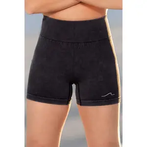 black acid wash shorts