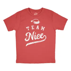 Youth Funny T Shirts Team Nice Sarcastic Christmas Graphic Novelty Tee For Kids Funny T Shirts Christmas Tops for Kid Novelty Tees for Kids Red - Team