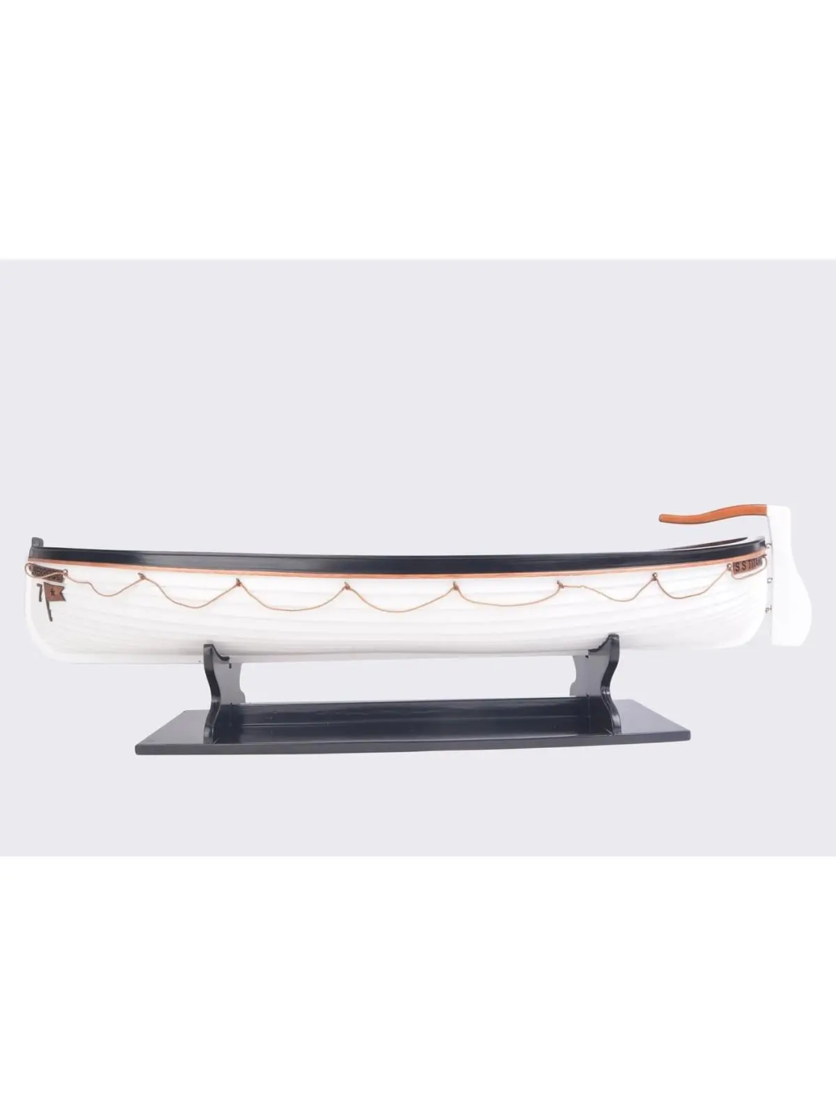 212 MAIN RMS Titanic Lifeboat Replica Sculpture - 6 in. Traditional Small Wooden Handcrafted Hand-Painted Collectible with Authentic Details, Brown & White Interior Decoration Accessory for Desk Decor, Interior Decoration Accessories