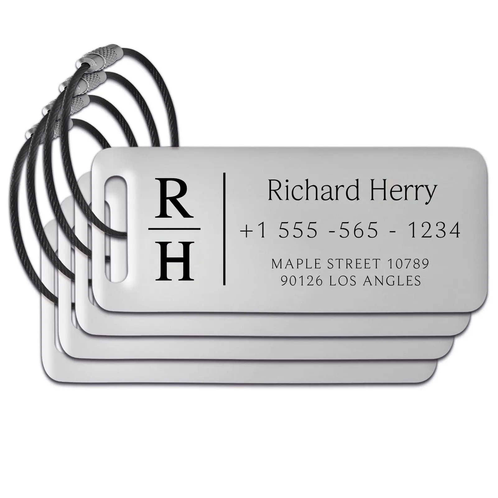 Customozed Luggage Tags for Suitcases - 4 Pack TSA Approved Laser Engraved Stainless Steel luggage tags 4 pack tsa approved