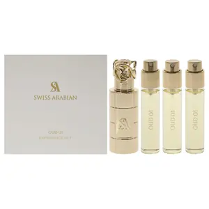 Oud 01 by Swiss Arabian for Unisex - 4 Pc Mini Gift Set 3 x 10ml Perfume Spray, 1 Metal Case