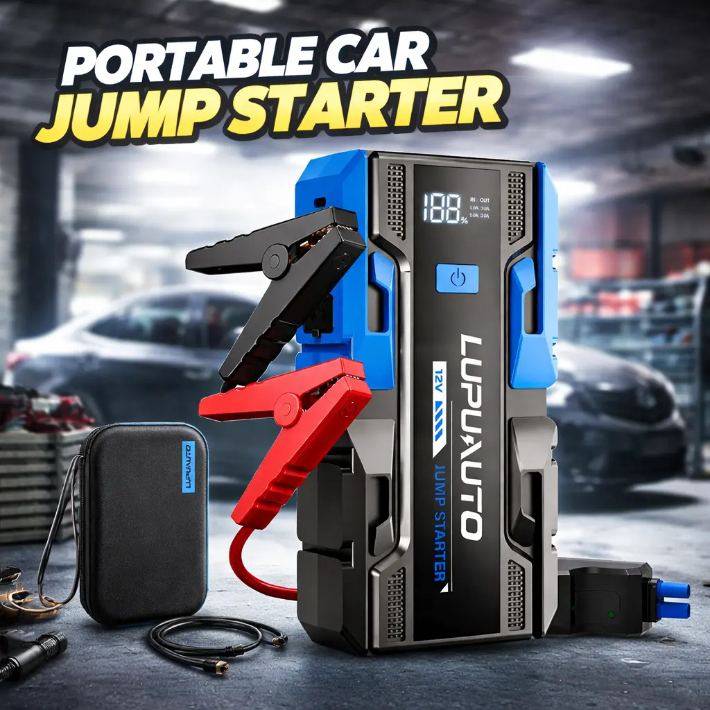 Portable Car Jump Starter with Smart Clamps & LED Light – Emergency Battery Booster, Fast Phone Charging Cable for Roadside Safety High-Power circuit probe tester