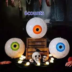 6 Count Halloween Eyeball Balloons for Spooky Eerie Indoor & Outdoor Decor, Inflatable Creepy Eye Party Decorations