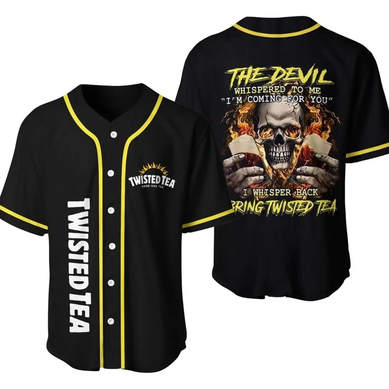 Twisted Tea Baseball Jersey Shirt – Unisex Button-Up Sports Style, Lightweight & Breathable, Sizes S–5XL (Check Size Chart in Product Details)