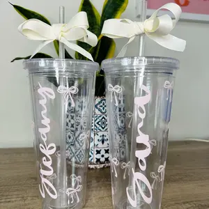 24oz personalized Bow Cup Water Bottles Drinkware Washable
