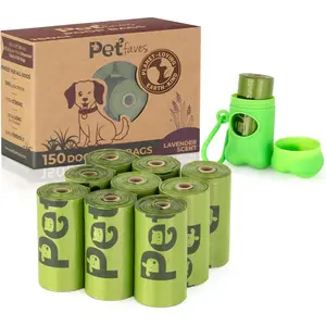 Eco-friendly Dog Poop Bags -100% Leak-Proof, Strong and Extra Long Doggie Poop Bags for Dogs and Cats waste bag, Lavender Scented - 150 Bags (1 pack)