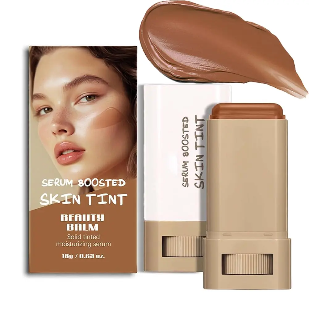 A 3-in-1combining Foundation Stick Beauty Balm Serum Boosted Skin Tint,Solid Tinted Moisturizing Serum Contour Foundation Face for Women,Natural Finish Makeup,Buildable Medium-to-Full Coverage( # 03)